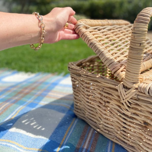 Rattan Picnic Basket with Lid