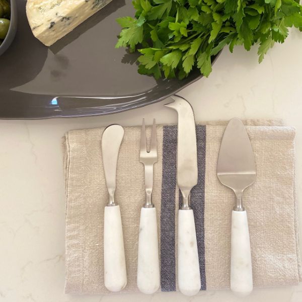 White Marble Cheese Set