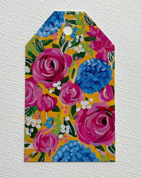 Individually painted floral gift tag