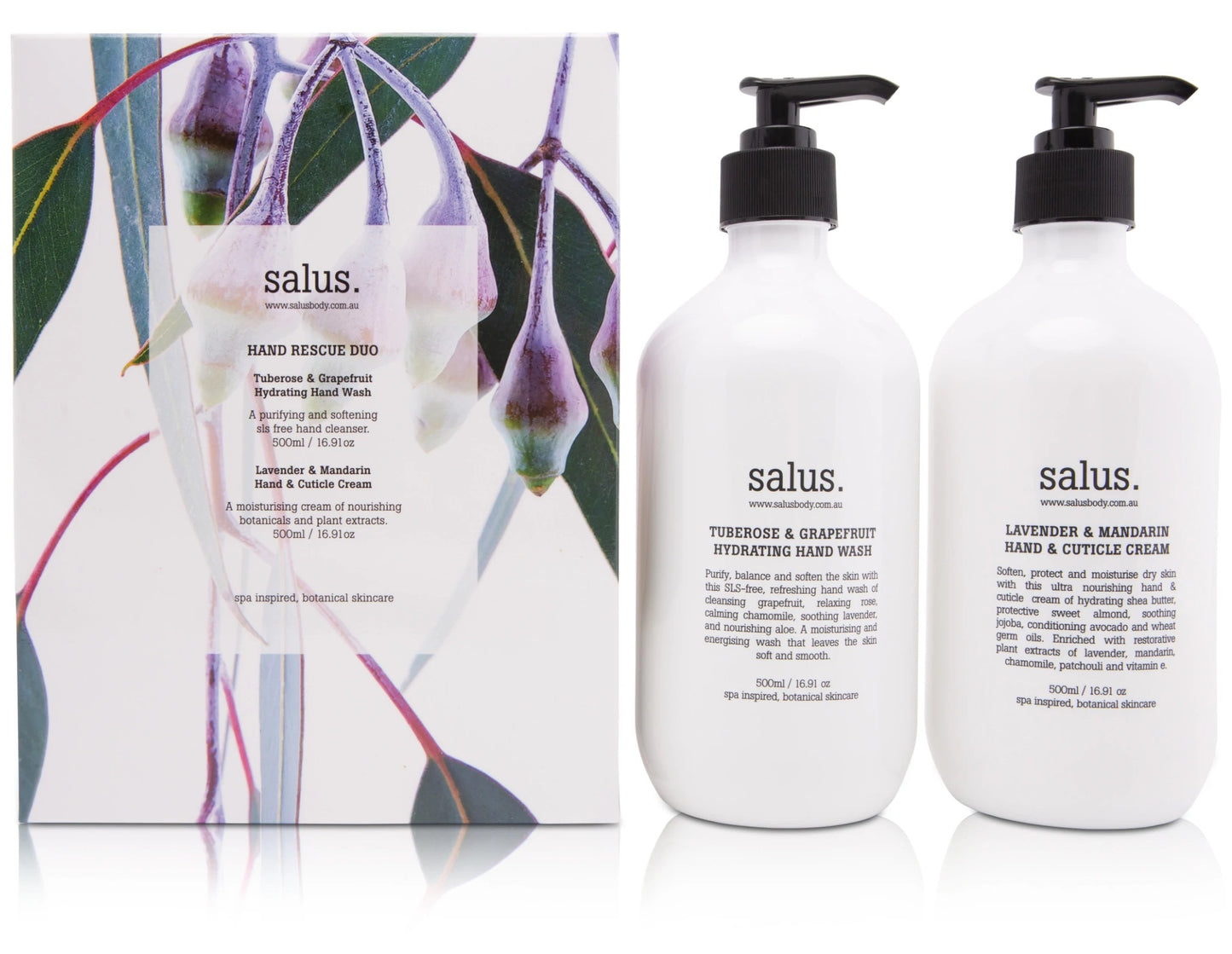 Salus hand wash and cuticle cream with packaging