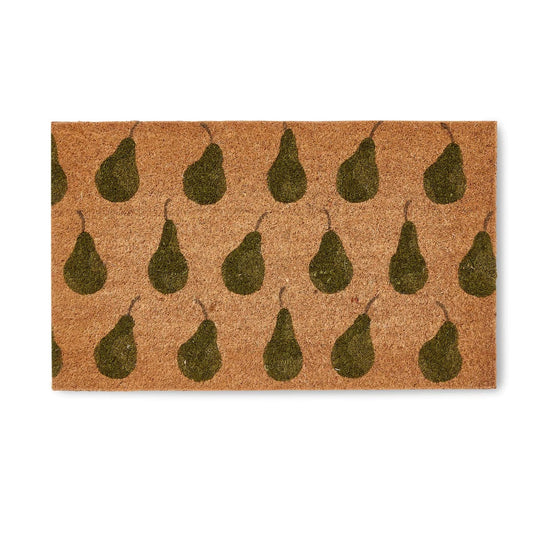 Door mat with green pears printed on it