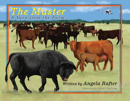 Soft cover childrens story book with helicopter and cows on the front cover
