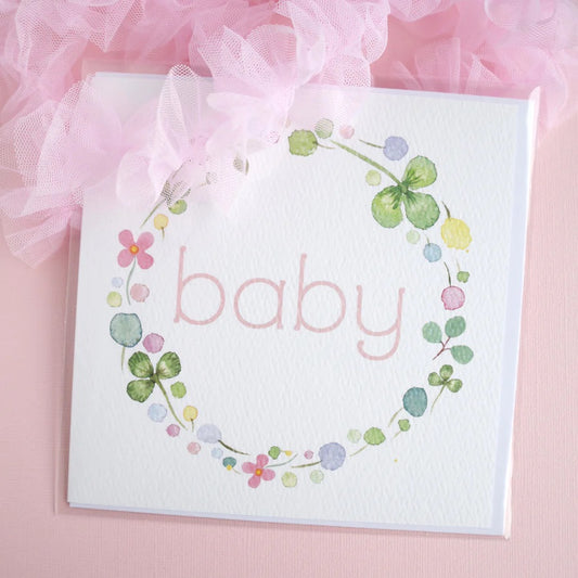 Pink Garland Baby Card
