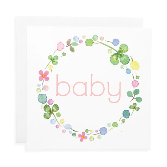 Pink Garland Baby Card