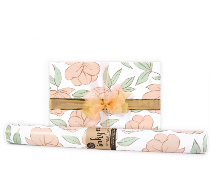 CHARCOAL FLOWERS NUDE 10m Wrapping Paper Roll