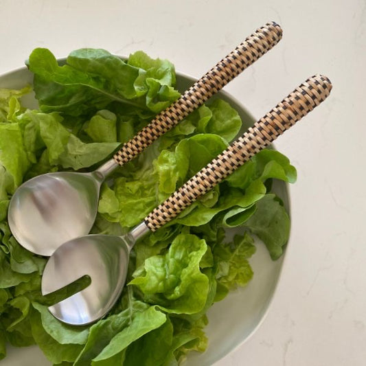 Black Raffia Salad Servers