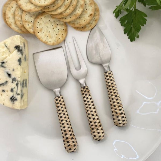 Wicker Black Cheese Knife Set