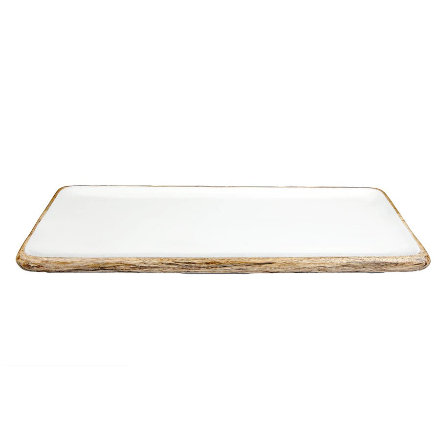 rectangular palermo serving platter made from Mango Wood / Enamel