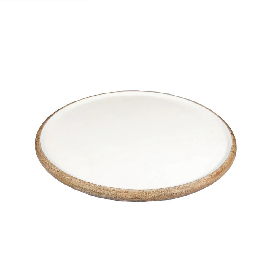 Large round  palermo serving platter made from Mango Wood / Enamel