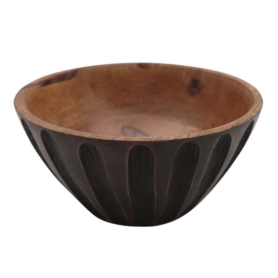 Serengeti Engraved small bowl in mango wood and black