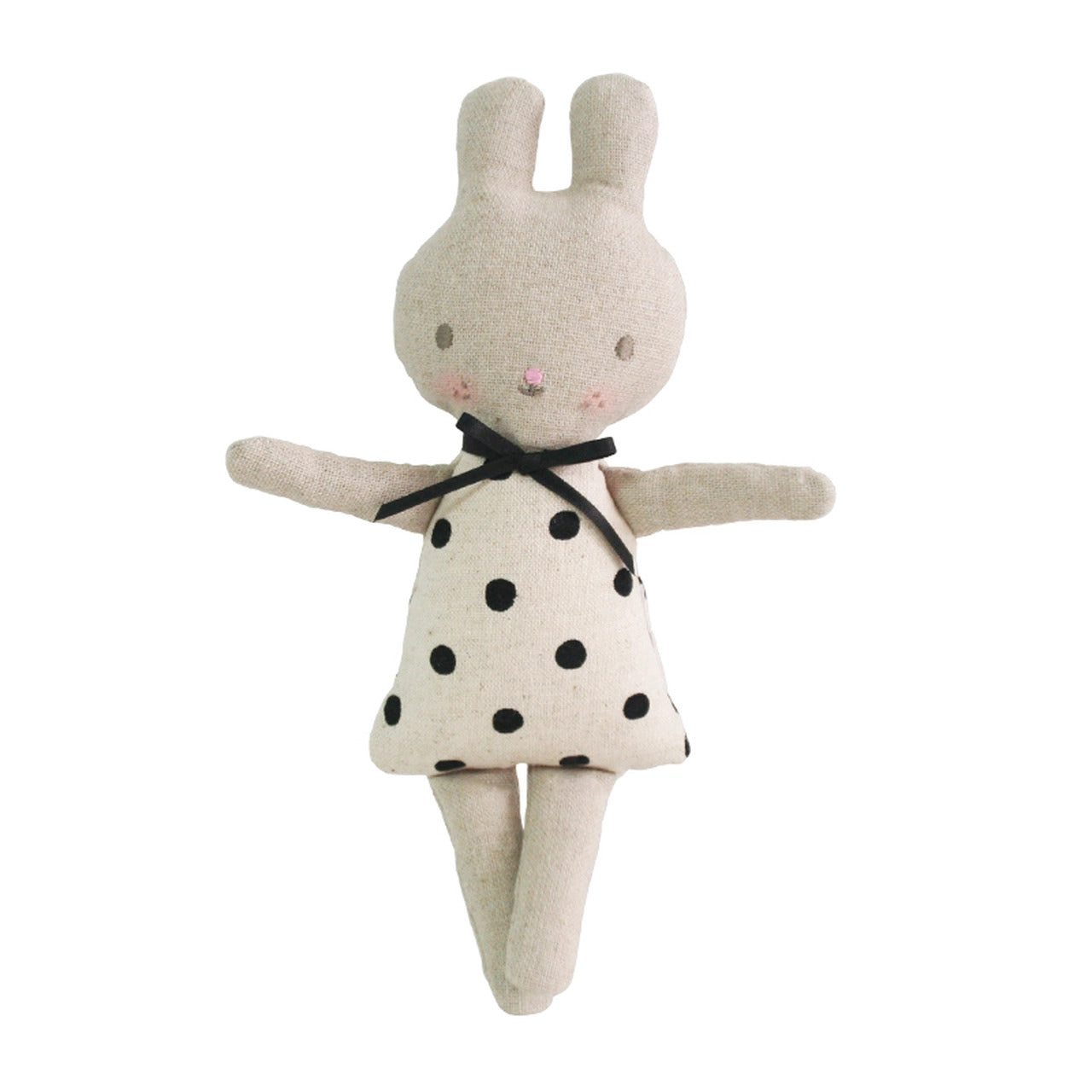 Linen oatmeal coloured bunny toy with black dots