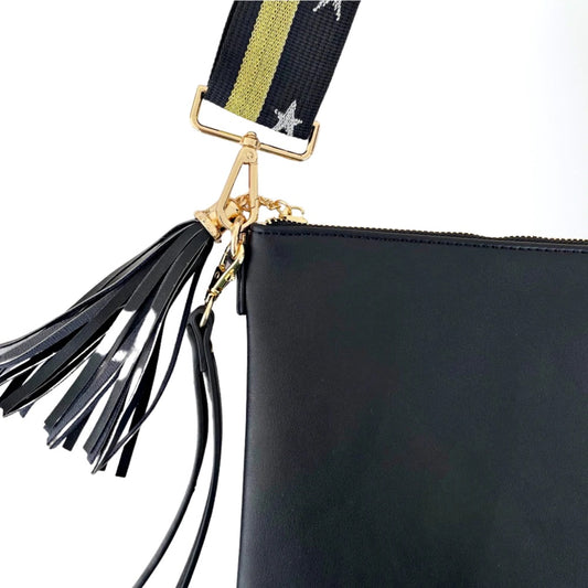 Leather tassel detail on mid town bag