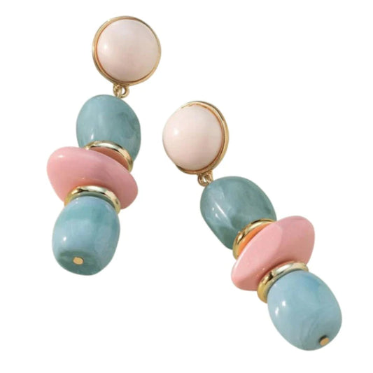 Bambi Blue and Pink Beaded Earring