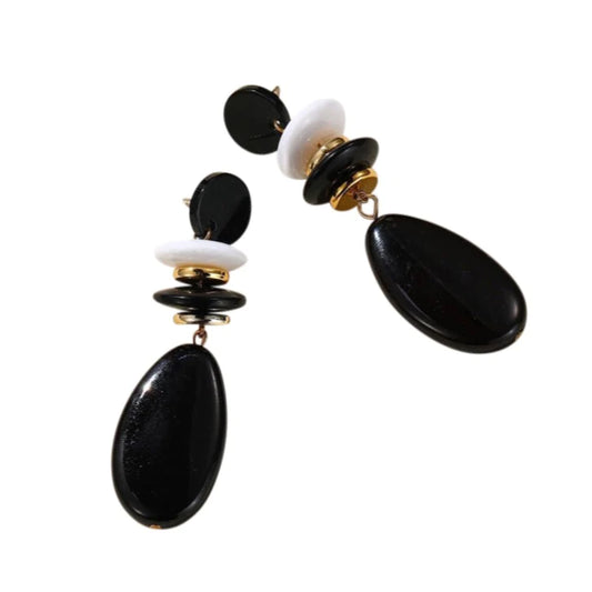 Cosetta Black & White Beaded Earrings