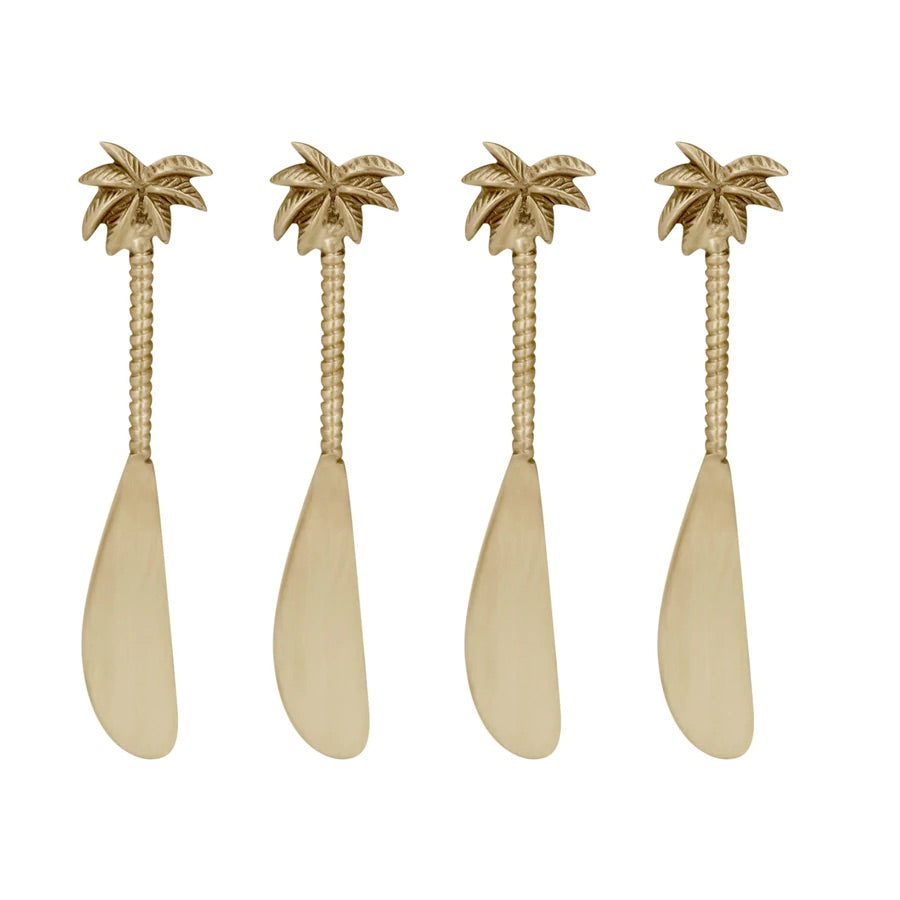Four palm tree shaped cheeseboard knives