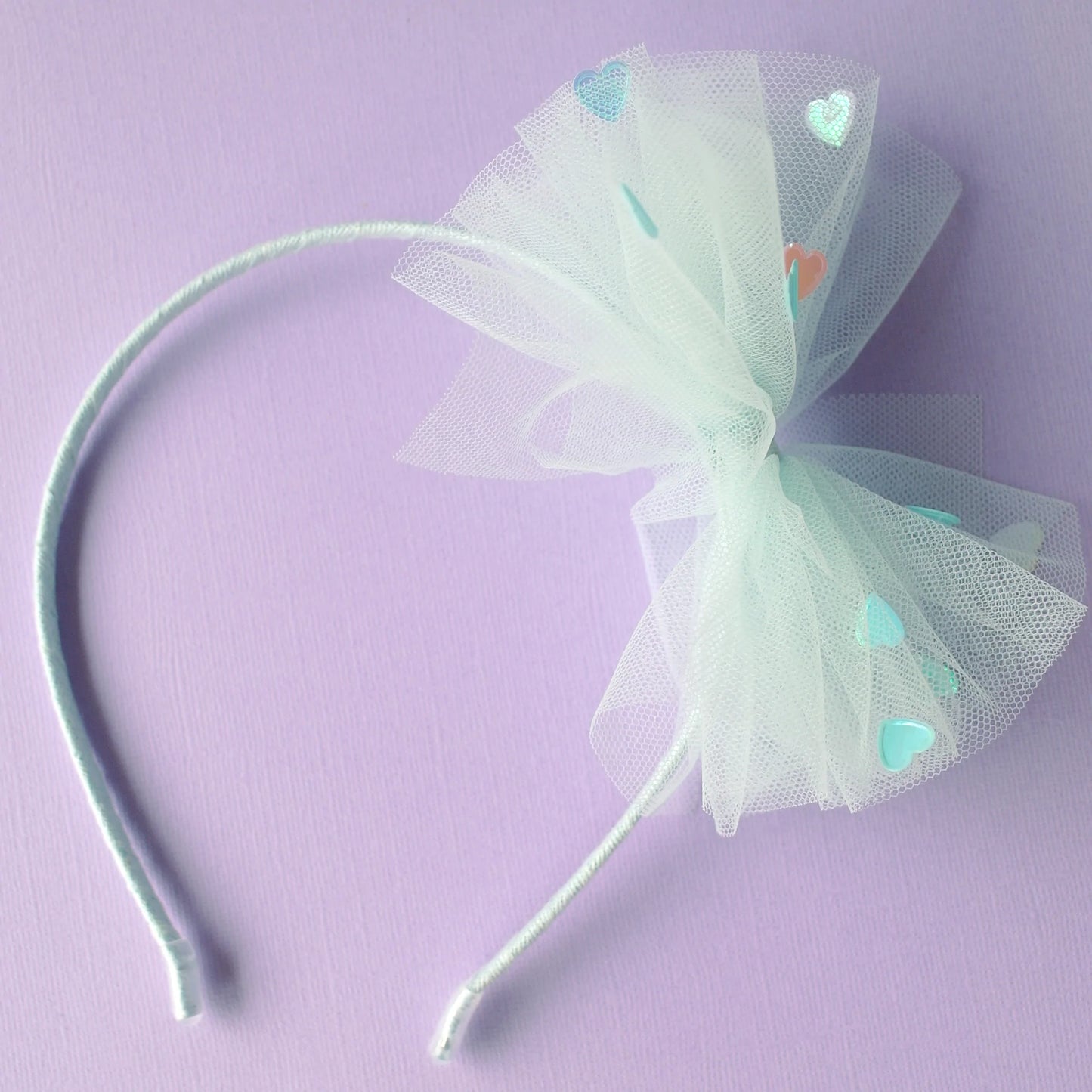 Tulle Heart Confetti Bow Headband
