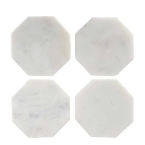 MARBLE OCTAGONAL COASTER WHITE